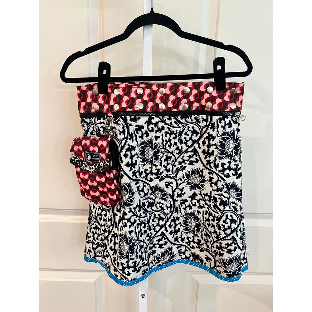 Zand Amsterdam Reversible Wrap Skirt Floral Feather Print with Removable Pouch